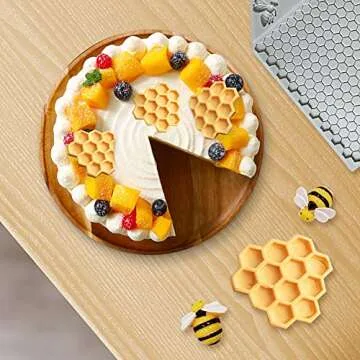 Tasunte 3Pcs 7 Cavity Bumble Bee Silicone Mold Honeycomb Bees Silicone Fondant Cake Mold Beehive Silicone Baking Molds, Silicone Cupcake Cake Decorating Fondant Candy Baking Cake Moulds