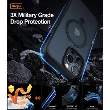 TORRAS Magnetic Shockproof for iPhone 13 Pro Case 6.1 inch, [Compatible with MagSafe] with Stand, [MIL-Grade Drop Protection] Translucent Back Protective Yet Slim iPhone 13 Pro Phone Case 2021, Black