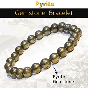 Natural Pyrite Bracelet: 8mm Healing Crystal Bracelet for Wealth and Positivity