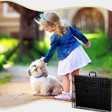 Dog Crate Kennel Pet Cage for Large Medium Dogs Travel Metal Double-Door Folding Indoor Outdoor Pupp...