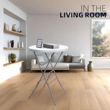 Byliable 32in Cocktail Table White High Top Folding, Portable Bar Height Folding Table Round with Removable Gray Legs, Indoor Outdoor Banquet for Parties, Commercial, Speech, Dining