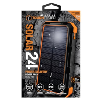 ToughTested Solar Power Bank - 24,000 mAh Durable Charger