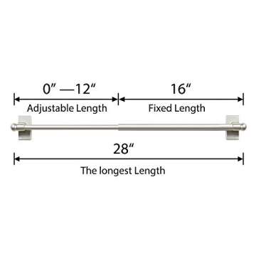 Turquoize 2 Pack Magnetic Curtain Rods for Metal Doors with Adjustable Length,Extends from 16 inch t...