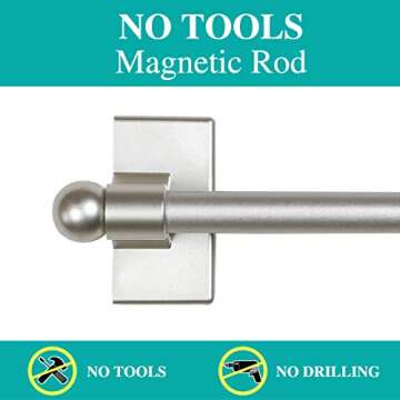 Turquoize Magnetic Curtain Rods for Metal Doors, 2 Pack