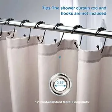 Amazer Khaki Shower Curtain Liner, Khaki Fabric Shower Liner, 2-in-1 Bathroom Shower Curtain and Liner, 12 Grommet Holes, Water Proof, Machine Washable, Hotel Quality, 72 x 72 Inches