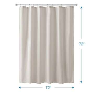 Amazer Khaki Shower Curtain Liner, Khaki Fabric Shower Liner, 2-in-1 Bathroom Shower Curtain and Liner, 12 Grommet Holes, Water Proof, Machine Washable, Hotel Quality, 72 x 72 Inches