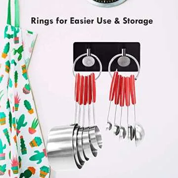 VOJACO Measuring Cups and Measuring Spoons, Measuring Cups and Spoons Set of 10 Pieces, Stainless Steel Measuring Cup Set for Dry Liquid Food, Metal Measure Cups for Kitchen Cooking Baking (Red)