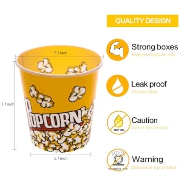 Retro Popcorn Containers for Movie Night - 3 Pack