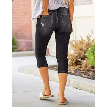 Stylish Luvamia Women's High Waisted Capri Jeans