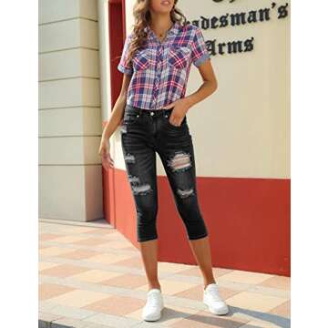 Stylish Luvamia Women's High Waisted Capri Jeans