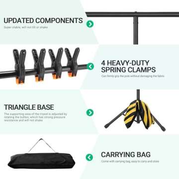 Coliflor T-Shape Portable Backdrop Stand, 6.5x3.2ft Adjustable Photo Background Stand Kit, Sturdy Small Back Drop Holder with 4 Spring Clamps, Carry Bag for Parties, Photography and Video Studio