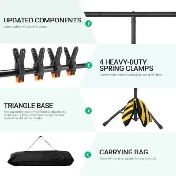 Coliflor T-Shape Portable Backdrop Stand, 6.5x3.2ft Adjustable Photo Background Stand Kit, Sturdy Small Back Drop Holder with 4 Spring Clamps, Carry Bag for Parties, Photography and Video Studio