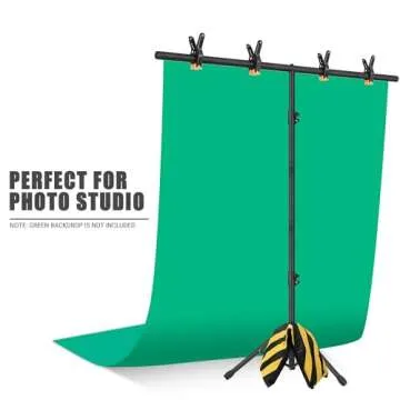 Coliflor T-Shape Portable Backdrop Stand, 6.5x3.2ft Adjustable Photo Background Stand Kit, Sturdy Small Back Drop Holder with 4 Spring Clamps, Carry Bag for Parties, Photography and Video Studio