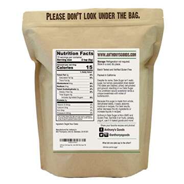 Anthony's Date Sugar, 1 lb, Gluten Free, Non GMO, Vegan, Granulated
