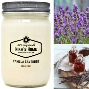 Nika's Home Vanilla Lavender Candle - Eco-Friendly & Scented