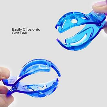 Golf-EZ TRI-LINE Golf Ball Alignment Kit with Hat Clip Ball Marker and Carry Case | Swing Path Arrows & Ball Identifiers (Blue/Red)