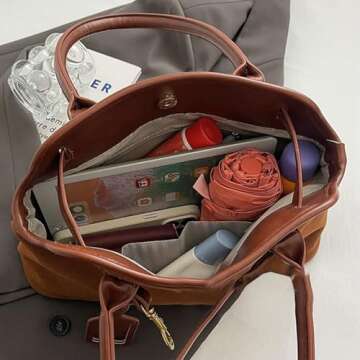 Suede Tote Bag Shoulder Bag for Women Large Suede Purse Handbag Winter Fall Shoulder Bag Retro Suede Top-handle Bag