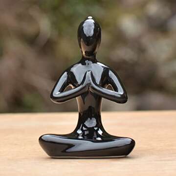 Beautiful Set of 4 Black Yoga Pose Statues for Home Decor