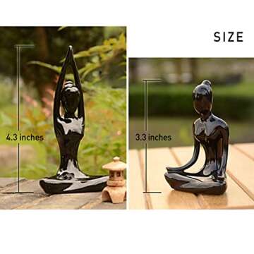 Beautiful Set of 4 Black Yoga Pose Statues for Home Decor