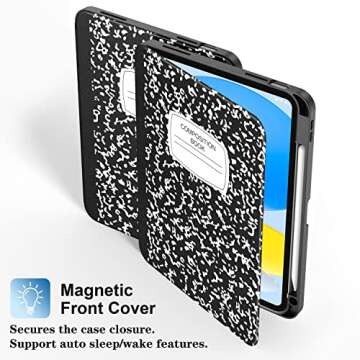 Supveco Case for ipad 10th Generation 10.9 Inch 2022 with Pencil Holder-[Multi Viewing Angles+Auto Wake/Sleep], Premium Folio Stand Case with Soft TPU Back Cover for iPad 10th Gen 2022-Book
