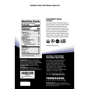 Terrasoul Coconut Milk Powder 16 Oz - Plant-Based Creamer