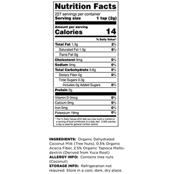 Terrasoul Coconut Milk Powder 16 Oz - Plant-Based Creamer