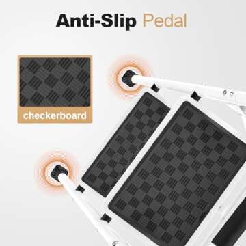 HBTower 2 Step Ladder, 2 Step Stool for Adults,2 Step Ladder Folding Step Stool with Cushioned Handle Step Ladder with Wide Pedal Ergonomic Design,White