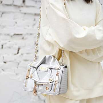 Sfly Women Satchel Chain Strap Shoulder Bag Leather Crossbody Handbags Ladies Evening Clutch Purse Unique Cute Jacket Bag