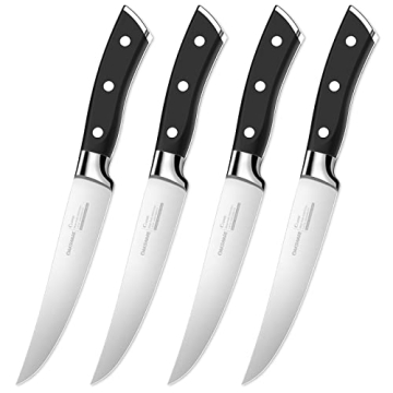 OAKSWARE Premium 4-Piece German Steel Steak Knives Set - Razor Sharp & Ergonomic