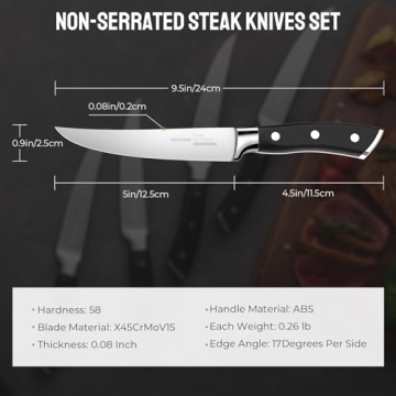 OAKSWARE German Steel Steak Knives Set - 4 Piece Premium