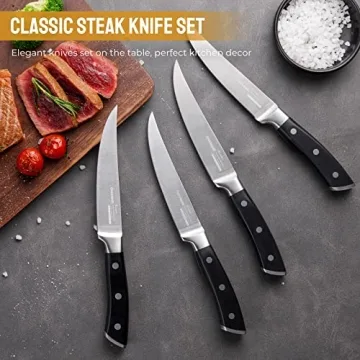OAKSWARE German Steel Steak Knives Set - 4 Piece Premium