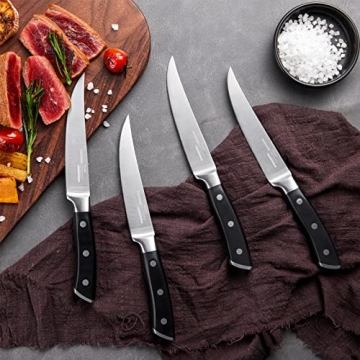 OAKSWARE German Steel Steak Knives Set - 4 Piece Premium