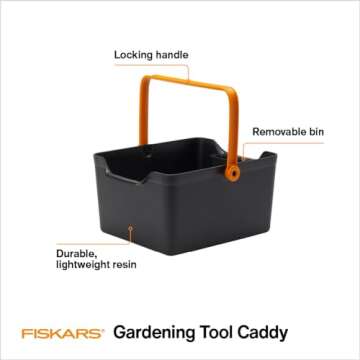 Fiskars Garden Tool Caddy with Removable Small Tool Storage for Indoor and Outdoor Gardening Use, Ma...