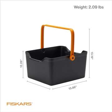 Fiskars Garden Tool Caddy with Removable Small Tool Storage for Indoor and Outdoor Gardening Use, Made with Recycled Plastic