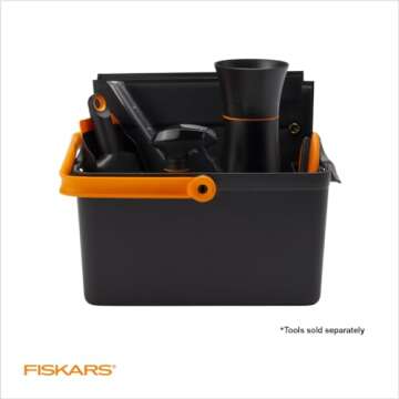 Fiskars Garden Tool Caddy with Removable Small Tool Storage for Indoor and Outdoor Gardening Use, Made with Recycled Plastic