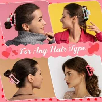 PANTIDE Valentine's Day Hair Claw Clips for Women Girls - Conversation Love Heart Rectangle Nonslip Banana Hair Clips, Thin Thick Short Long Curly Accessories, Valentines Day Birthday Gift