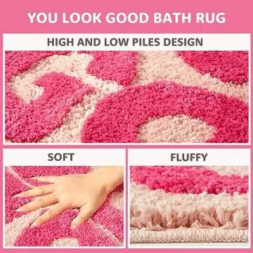 DyeFury You Look Good Bath Mat Pink, Cute Bathroom Rugs for Girls Fun Funny Funky Rug Bedroom Pink Preppy Bathroom Decor Hello Beautiful Gorgeous Bath Rugs for Kids Women Non-Slip, 25" x 21"