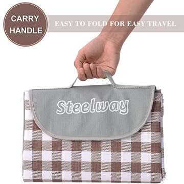 steelway 118''x59'' Picnic Blankets,Extra Large Beach Blanket,Waterproof Sandproof Picnic Blanket Foldable Outdoor Mat for Travel Park Grass,Beach, Picnic, Campining,Kids