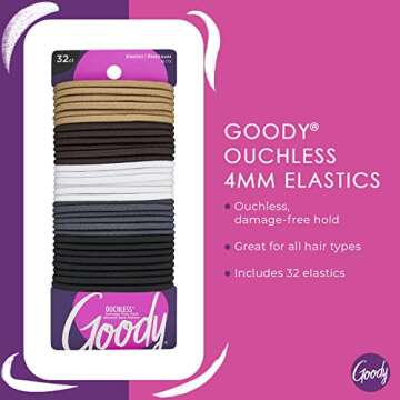 GOODY Women's Braided Elastic Hair Tie, 10 Count, Java Bean Neutral - 4MM for Medium Hair, Ouchless ...