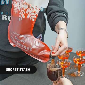 Holiday Stocking Wine Dispenser Bag 2.0 - Fairly Odd Novelties - Fun Festive Drink Holder - Perfect for the Holidays!, Red/White, (FON-10243)