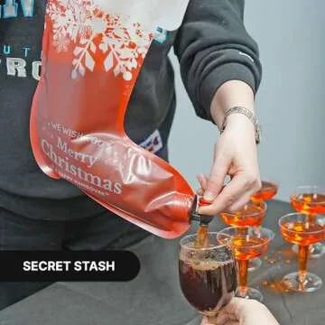 Holiday Stocking Wine Dispenser Bag 2.0 - Fairly Odd Novelties - Fun Festive Drink Holder - Perfect for the Holidays!, Red/White, (FON-10243)