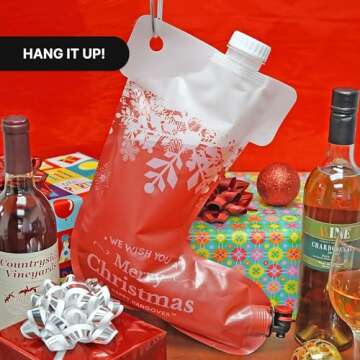Holiday Stocking Wine Dispenser Bag 2.0 - Fairly Odd Novelties - Fun Festive Drink Holder - Perfect for the Holidays!, Red/White, (FON-10243)