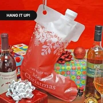 Holiday Stocking Wine Dispenser Bag 2.0 - Fairly Odd Novelties - Fun Festive Drink Holder - Perfect for the Holidays!, Red/White, (FON-10243)