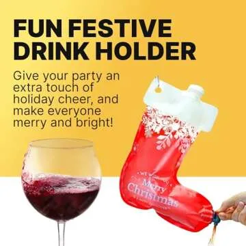 Holiday Stocking Wine Dispenser Bag 2.0 - Fairly Odd Novelties - Fun Festive Drink Holder - Perfect for the Holidays!, Red/White, (FON-10243)