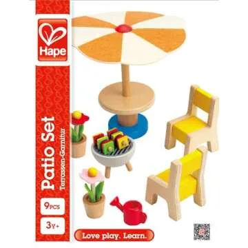 Hape Wooden Patio Set| Pretend Doll House Furniture with Accessories for Kids