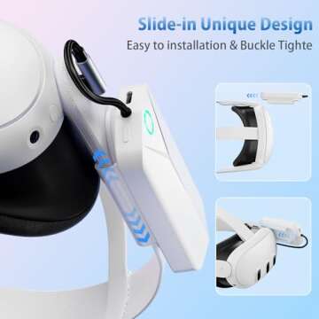 Battery Pack for Oculus Quest 3 and 2, Accessories for Meta Quest 2/3, 5000mAh Extended Battery Charger Compatible with Meta Oculus Quest 2/3 Original Strap and Elite Strap Lightweight VR Accessories