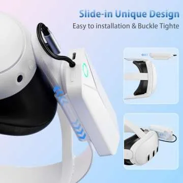 Battery Pack for Oculus Quest 3 and 2, Accessories for Meta Quest 2/3, 5000mAh Extended Battery Charger Compatible with Meta Oculus Quest 2/3 Original Strap and Elite Strap Lightweight VR Accessories