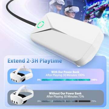 Battery Pack for Oculus Quest 3 and 2, Accessories for Meta Quest 2/3, 5000mAh Extended Battery Charger Compatible with Meta Oculus Quest 2/3 Original Strap and Elite Strap Lightweight VR Accessories