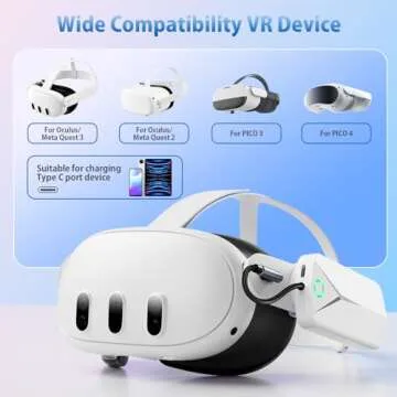 Battery Pack for Oculus Quest 3 and 2, Accessories for Meta Quest 2/3, 5000mAh Extended Battery Charger Compatible with Meta Oculus Quest 2/3 Original Strap and Elite Strap Lightweight VR Accessories