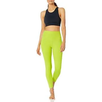 Core 10 Women's All Day Comfort 24" High-Waist 7/8 Crop Yoga Legging, Lime Green, Large